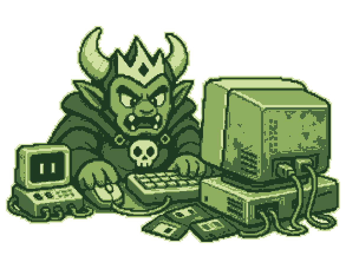 複数のレトロPCを操作する魔王